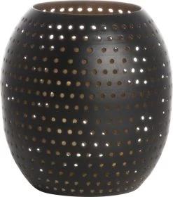 Gusta Lantaarn Met Gaatjes - Zwart/Goud - Sfeer - Ø10X10 Cm