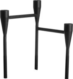 Gusta - Kandelaar - Zwart - Metaal - 3 Dinerkaarsen - 16x16x21,3cm