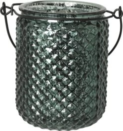 Lantaarn ø8,5x10cm Groen - Set 2 Stuks