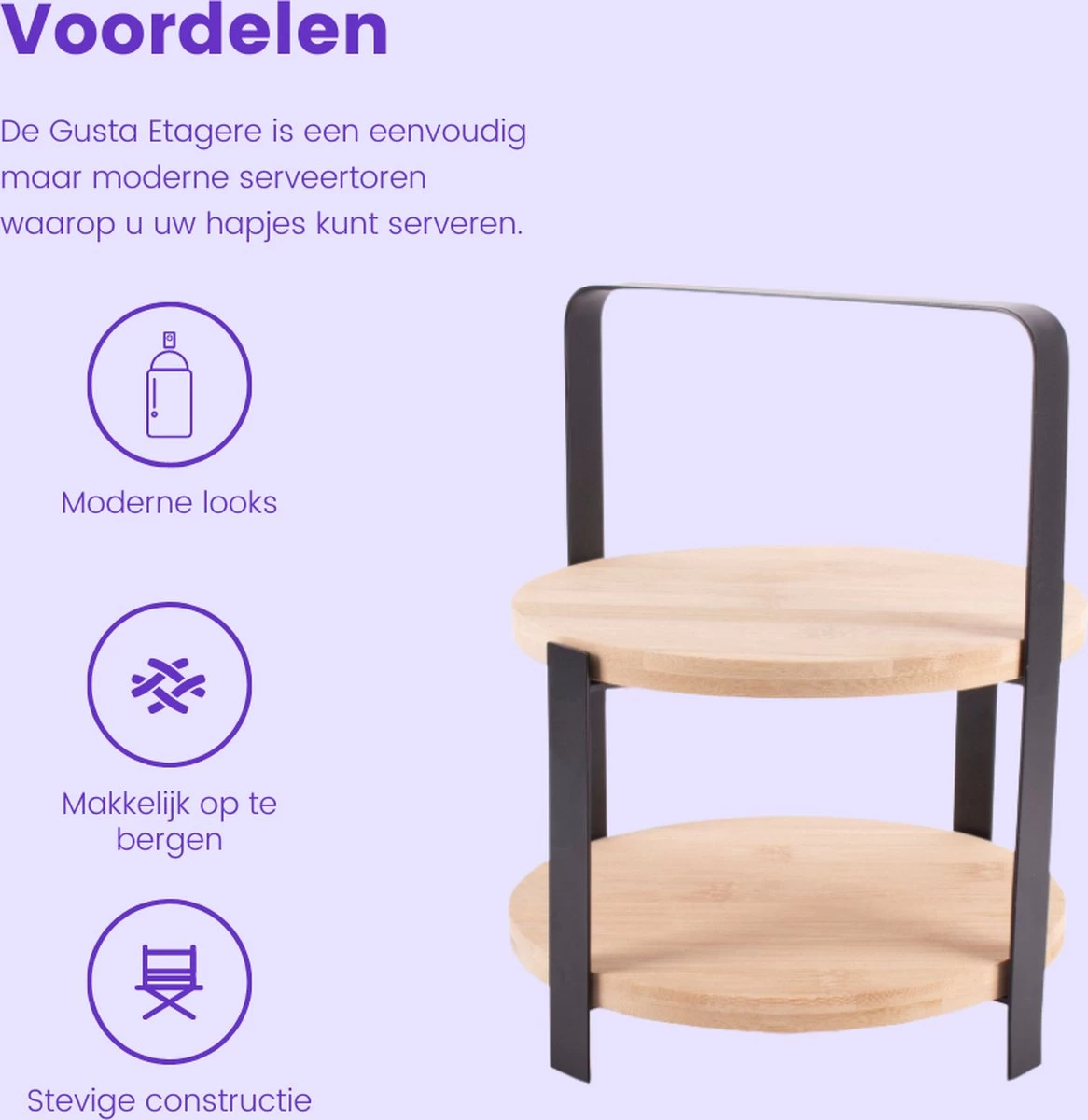 Gusta - Etagere - Serveertoren - 2 Laags - ø21,5x26,5cm 4 Gusta - Etagere - Serveertoren - 2 Laags - ø21,5x26,5cm - Afbeelding 2