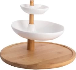 Gusta - Etagère - 27,3cm - Wit Bruin - 3 Laags