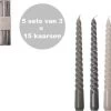 Gusta - Dinerkaarsen - Grijs - Swirl - Set 15 Stuks -Gusta® 1200x1156