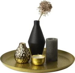 Gusta Decoratieve Schaal - Goud Metaal 38,5 Cm - Wand & Deco Schaal - Decoratie Plateau - Decoratief Dienblad - Kerst Cadeau