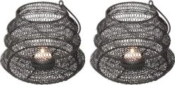 Gusta - Windlicht - Opvouwbaar - Zwart - ø20x15cm - Set 2 Stuks