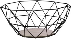 Gusta Fruitmand - Metaal - Hout - 26x25x12 Cm