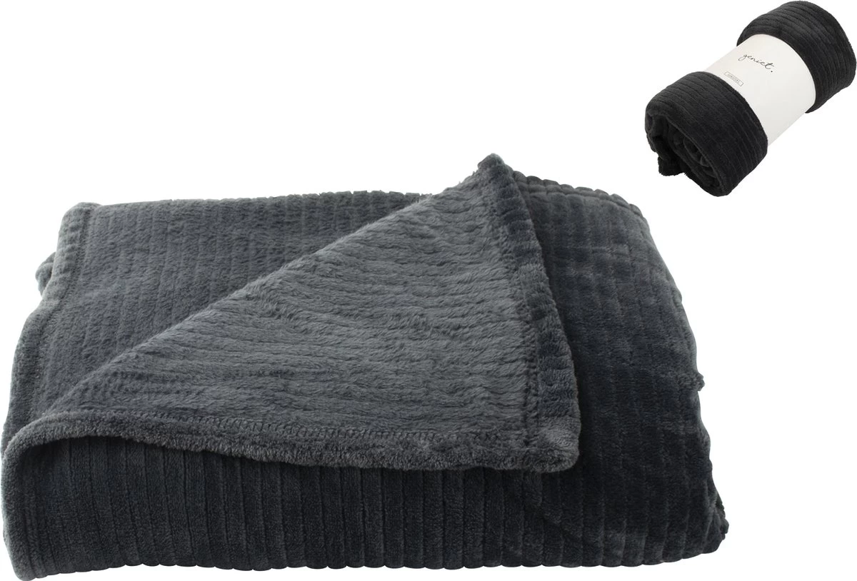 Gusta Fleecedeken "geniet" 125 X 150 Cm - Grijs 3 Gusta Fleecedeken "geniet" 125 X 150 Cm - Grijs