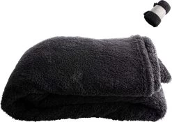 Gusta - Plaid - Zwart - Teddy - 130x160cm