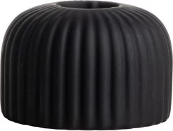 Gusta Kaarsenhouder Lijnen Zwart - Kandelaars - Steen - Ø 7 Centimeter X 4,5 Centimeter