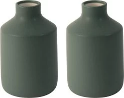 Gusta - Vaas - Groen - ø11,5x19cm - Set 2 Stuks