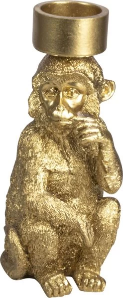 Gusta - Waxinelichthouder - Aap - Goud - ø15x22,5cm