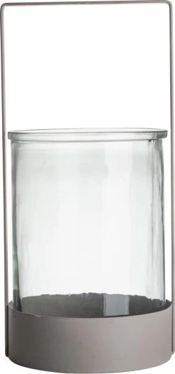 Gusta - Windlicht - Lantaarn - Grijs / Taupe - ø15,7x33cm