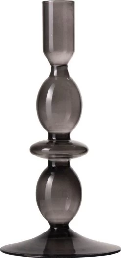 Gusta - Kandelaar - Grijs - Glas - ø9x19cm