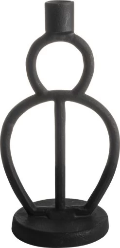 Gusta - Kandelaar - Zwart - Metaal - ø12,5x24cm