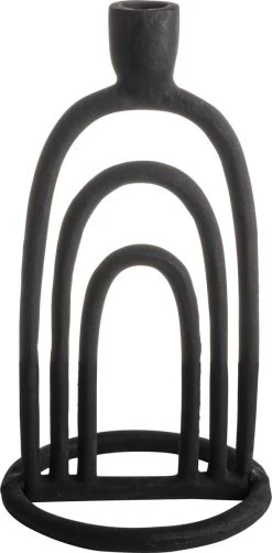 Gusta - Kandelaar - Zwart - Metaal - ø14x25cm