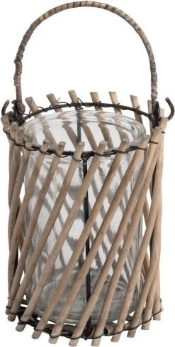 Gusta - Lantaarn - Grijs - Rotan - ø16x16cm