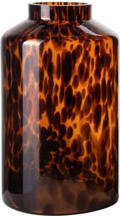 Gusta - Vaas - Glas Bruin - Panter Print - ø15x25cm