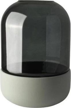 Gusta - Vaas - Grijs Groen - Glas Steen - ø17x24cm