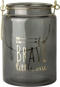 Gusta Waxinelichthouder Theelichthouder - Glas - Be Brave Little One - 10 X 15 Cm - Cadeau Geboorte Kraamcadeau