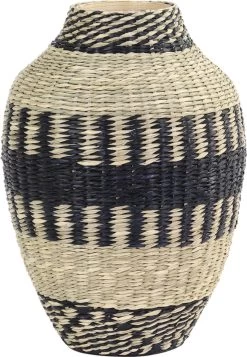 Vaas Deco Ø24x37 Cm WAIPORI Zwart+naturel