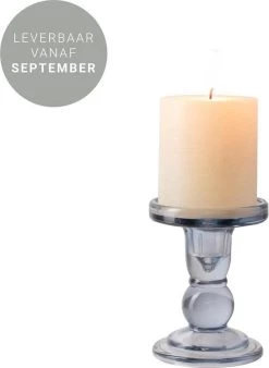 Gusta - Kaars Op Kandelaar - Blauw Wit - ø8,5cm