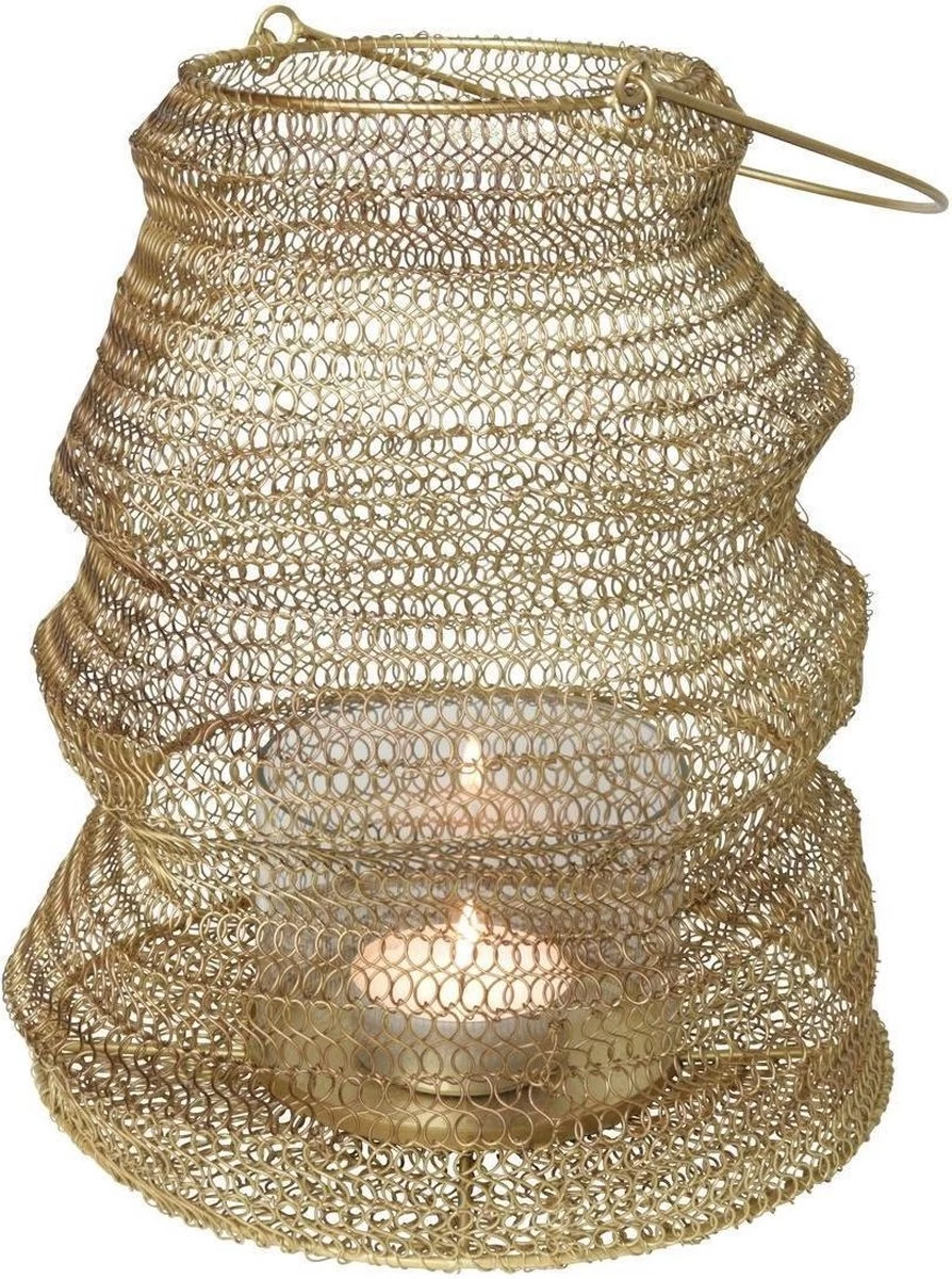 Gusta Opvouwbaar Windlicht ø23x30cm Goud 3 Gusta Opvouwbaar Windlicht ø23x30cm Goud