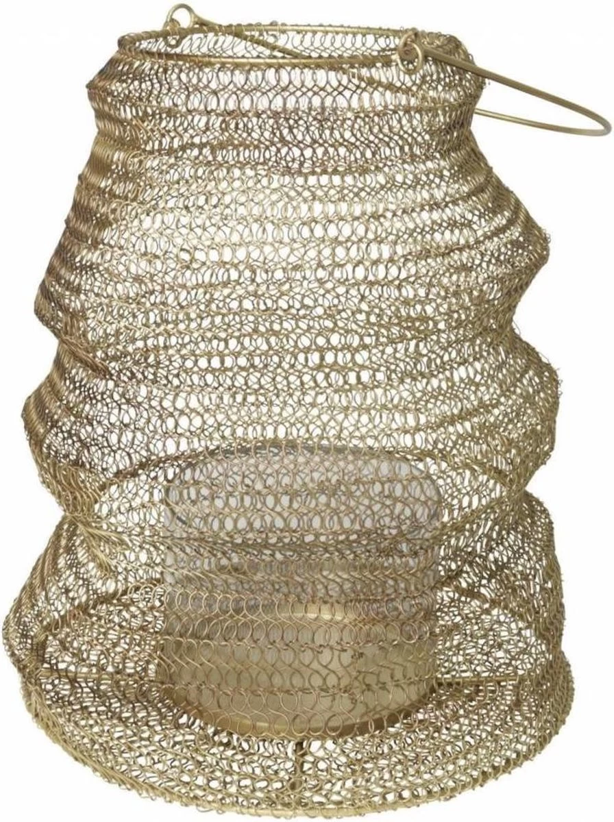 Gusta Opvouwbaar Windlicht ø23x30cm Goud 5 Gusta Opvouwbaar Windlicht ø23x30cm Goud - Afbeelding 3