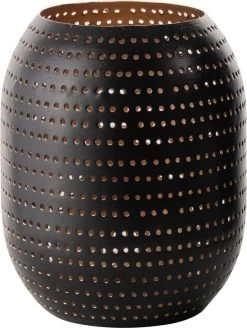 Gusta - Lantaarn - Zwart/Goud - Met Gaatjes - ø12x15cm