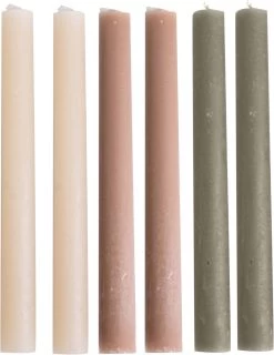 Gusta Dinerkaarsen Essence - 20cm - Wit/Beige/groen - Set 6 Stuks