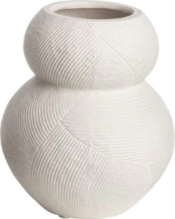 Gusta - Vaas Lijnen - Wit - ø12,4x14,6 Cm