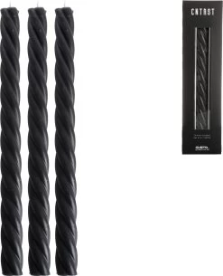 Gusta - Dinerkaarsen - Zwart - Swirl - Draaikaars - Set 3 Stuks